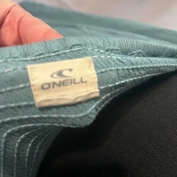 CLEAROUT-O'Neill Womens Dress Green Blue off shoulder Swim cover Up Large - 0132 - Picture 5 of 7